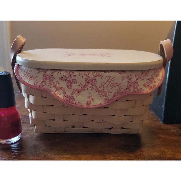 Longaberger Oval Basket - W/ White Wash - Signed MSB 2005 - Horizon of Hope - Picture 1 of 12